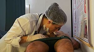 patient gets hard from nurse's touch during tight workout session. can't believe this happened!