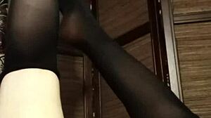 Horny Petite In Pantyhose And Lingerie Teases Big Tits Solo