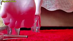 latina espuleta maia guides dirty handjob with feet in lingerie