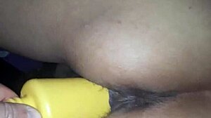 Latina wife enjoys intense orgasm riding a huge dildo in wild play