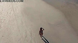 that beach walk with big tits and voyeur fun