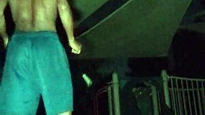 Black mature woman works out in gym dorm