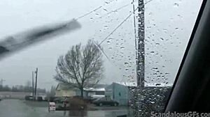 teen hottie teases in car with toys