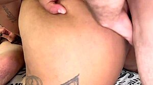 bbw wife films a menage a trois on her phone for her cuckold husband to watch, with licking and handjob close-ups.