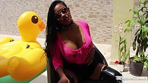 BBC Dildo Too Big For Maxine's Asian Pussy Hole