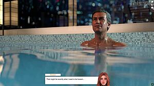 Redhead Babe Rides And Licks In Poolside Midnight Ride