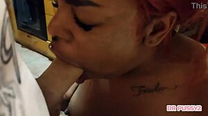 Bold blowjob deepthroat slow motion with ebony and interracial action