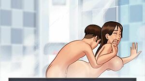 summer time saga with jenny and step mom in a steamy shower scene