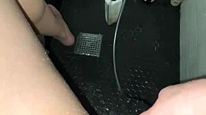 Arab escort masturbates tight pussy in shower