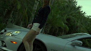 He cums hard on her flat belly and small boobs!