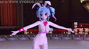 Hatsune miku in brain revolution girl project diva mod. With full bunny costume.