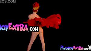 She asks, Want to see me strip in this slutty burlesque costume, ripping clothes off my big boobs?