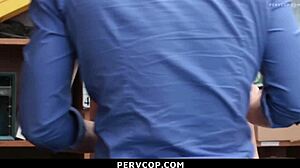 Mother and Stepdaughter Caught Shoplifting Face Punishment in Office by Pervcop