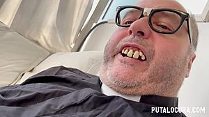 Hey, wanna watch this Bolivian sinner get punished and drilled by priest Damian?