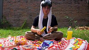 lara’s picnic turns wild with a full vomit barf fetish movie outdoors in argentinian style