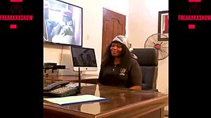 freak job agent banging a big ass teacher over the desk, watch her squirt everywhere