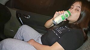 Horny latina with big ass fucks naked in public park