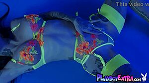 Joanna Angel's Big Tits Burst Out of Colorful Neon Lingerie!