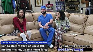 Dr. Tampa examines Solana's shaved pussy in first gyno exam with gloves!