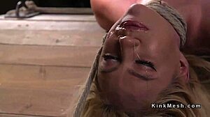 Bound blonde suffering anal hooking