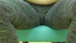 Teen babe teases her sugar daddy in leggings.