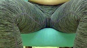 Teen babe teases her sugar daddy in leggings.