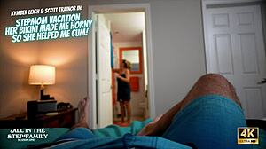 Stepmom's bikini on vacation got me horny, so she made me cum in scene 2of3