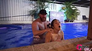 i watched an asian slut get creampied in the pool