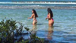 Two Beautiful Women Enjoying The Beach At Enseada Dos Corais In Cabo