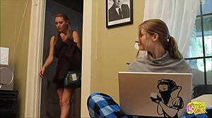 Spicy Brunette Secretaries Hurry to Office Kitchen