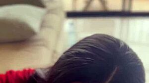 She Sucks Neighbor's Huge Cock For Facial!