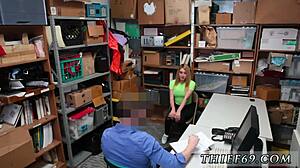 platinum blonde teen officer gets eyed at work! hardcore action!
