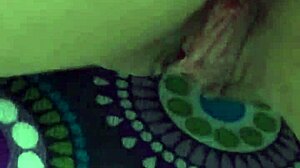 horny witch teases herself with cane in fishnets