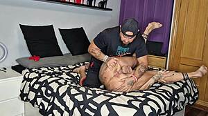 i rim and anal fuck my mature tattooed bodybuilder landlord with big clit and ass