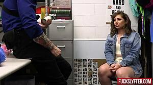 Girl Caught Stealing Food Gets Deepthroat Fucked in Mall Shop!