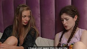 Oops, nude photo accident turned into hot step-sisters scissoring session