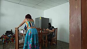 Sinful maid teases with her pretty pussy spread