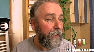 petite teen fucks grandpa hard at gym.