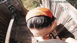 Sloppy Outdoor Facefuck And Cum In Mouth At Hunting Tower!