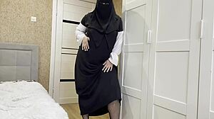 Hot Arab stepmom in stockings gives intense JOI!