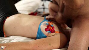 french amateur in leather pants satin lingerie red panties turkish-blue outfit