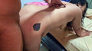 Cuckold shares his wife with a tinder stranger and records his hotwife fucking without a condom and enjoying being shared she swallows the cock up her pussy until she gets a big facial cumshot