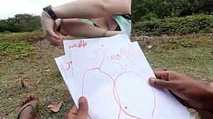 Nature boy fucks big titty red head in jungle