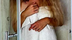 Wow! Hairy German Milf Amelie Lei Masturbates in Shower!