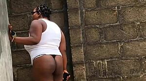 Big Tits Chubby Slut Seduced and Fucked the House Cleaner Outdoor.