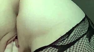 Curvy babe with huge tits rips clothes in striptease, squirting with vibrator.