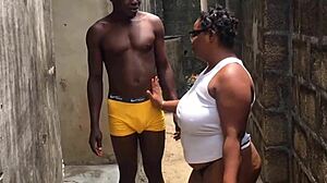 Big Tits Chubby Slut Seduced and Fucked the House Cleaner Outdoor.