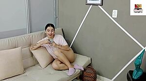 I'm alone at home masturbating when stepdad joins in