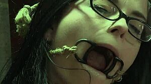 sub babe gagged and spanked with dildo