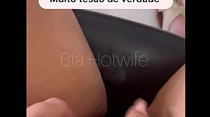 While waiting for the appointment alone in the room, the woman masturbates in the reception